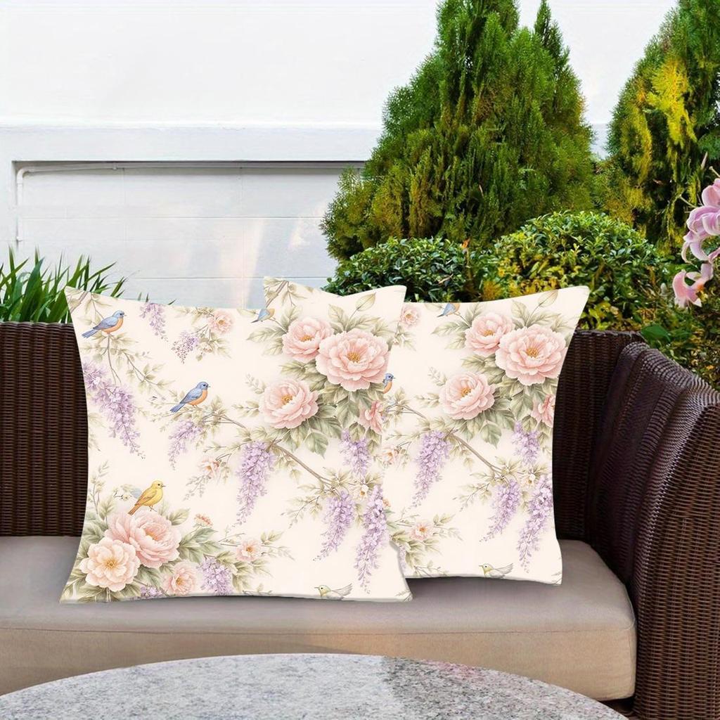 1pc Flower Print Polyester Pillowcase Home Decor Pillowcase Car Sofa Cushion Cover Home Decor 45x45cm
