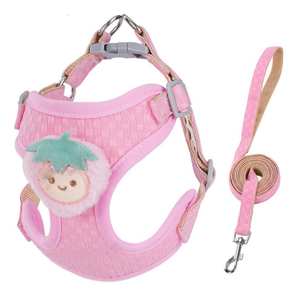 Adjustable Dog Harness and Leash Set Lightweight Pet Walking Leash Cartoon Dog Chest Strap Outdoor