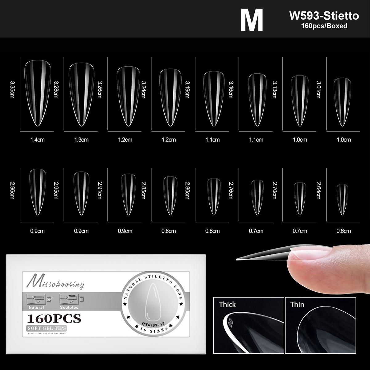 

XS-L Натуральные мягкие гелевые типсы для накладных ногтей, полное покрытие, накладные миндалевидные капсулы, глянцевые искусственные ногти для наращивания, 16 размеров