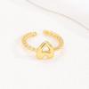 Adjustable 18K Gold Bubble Beaded Open Ring with 26 Alphabet Options