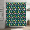 Colorful Christmas Pattern Shower Curtain Waterproof Bathroom Decor Hanging Decoration
