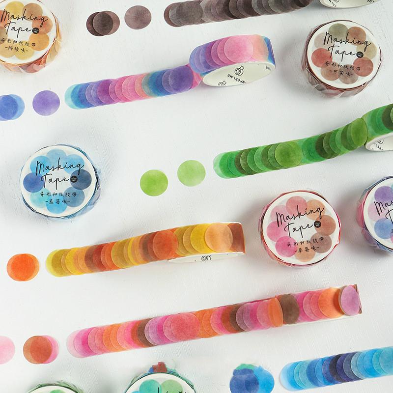 1Roll School Office Supply Colorful Dots Masking Tapes Journal Student Notebook Stickers Kids DIY Decorative Diary Scrapbooking