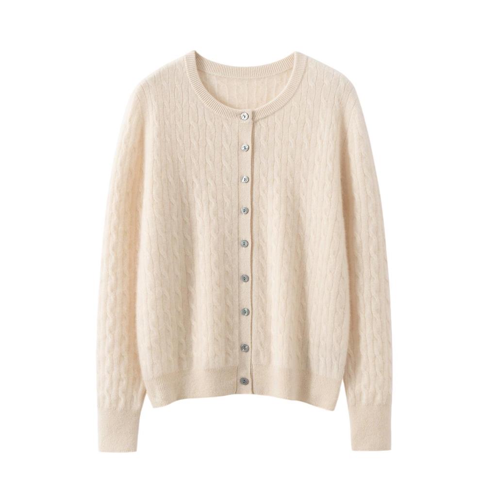Le Kasha 100% Pure Cashmere Women's Cable Knit Button-Up Cardigan - Autumn/Winter Collection