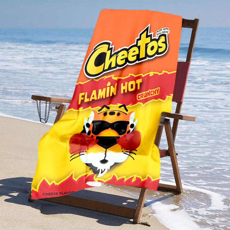 Ultra-Soft Beach Towel with Cheetos Theme,Ideal for Pool - Camping, Diving - Perfect Travel Essential, Vibrant Beach Towel.