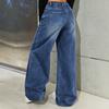 European and American retro high street wide-leg pants loose high-waisted floor-mopping pants jeans women's models