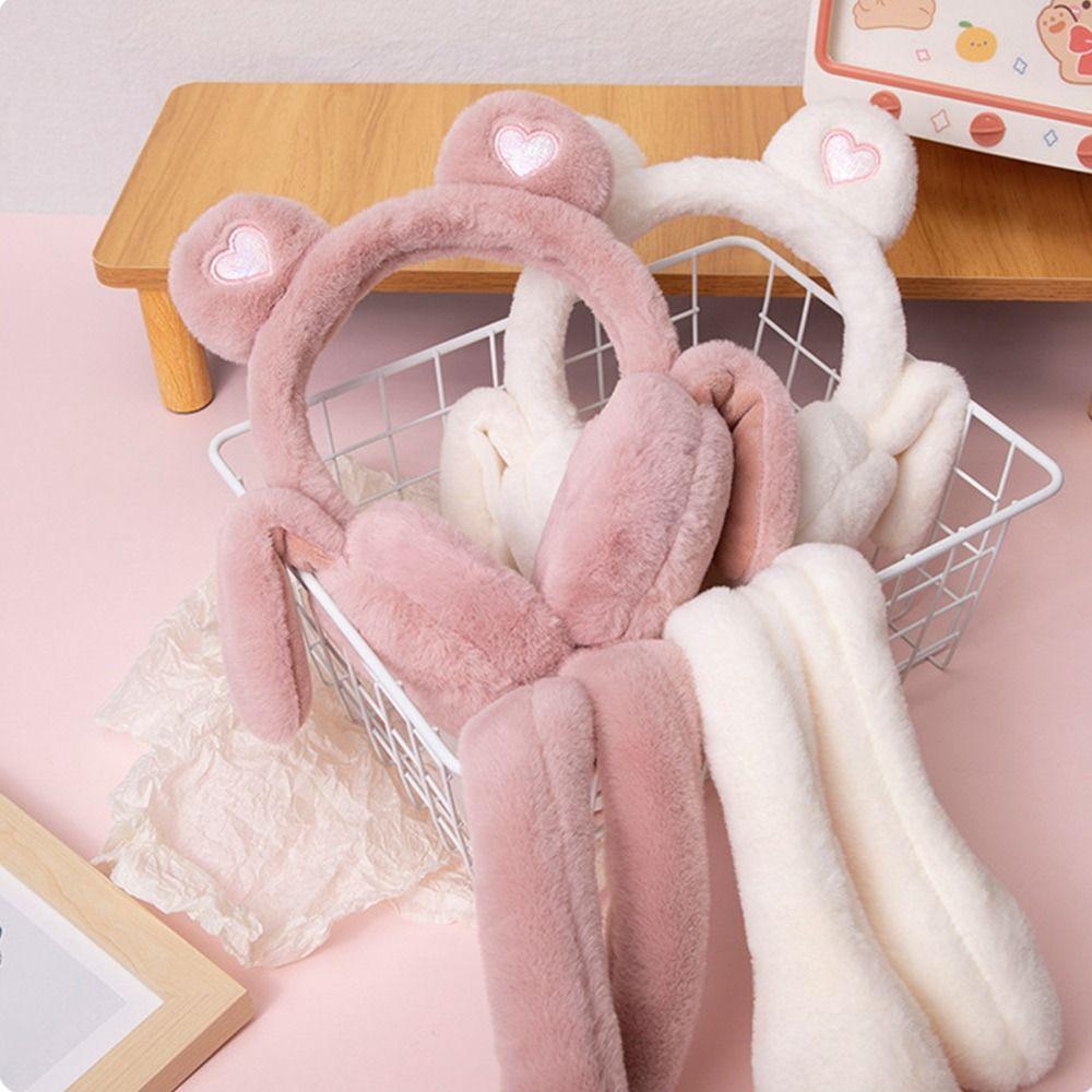 Moving Jumping Ears Winter Warm Earmuffs Airbag Outdoor Ear Covers  for Ladies Girls