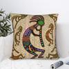 Kokopelli Rainbow Colors On Tribal Pattern  Throw Pillow Cover Polyester Throw Pillow   Funny Pillowcase