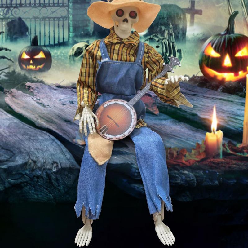 Spooky Skeleton Figurine Halloween Spooky Skull Figurines Decor Portable Design Desktop Decor For Fireplaces Tables Shelves