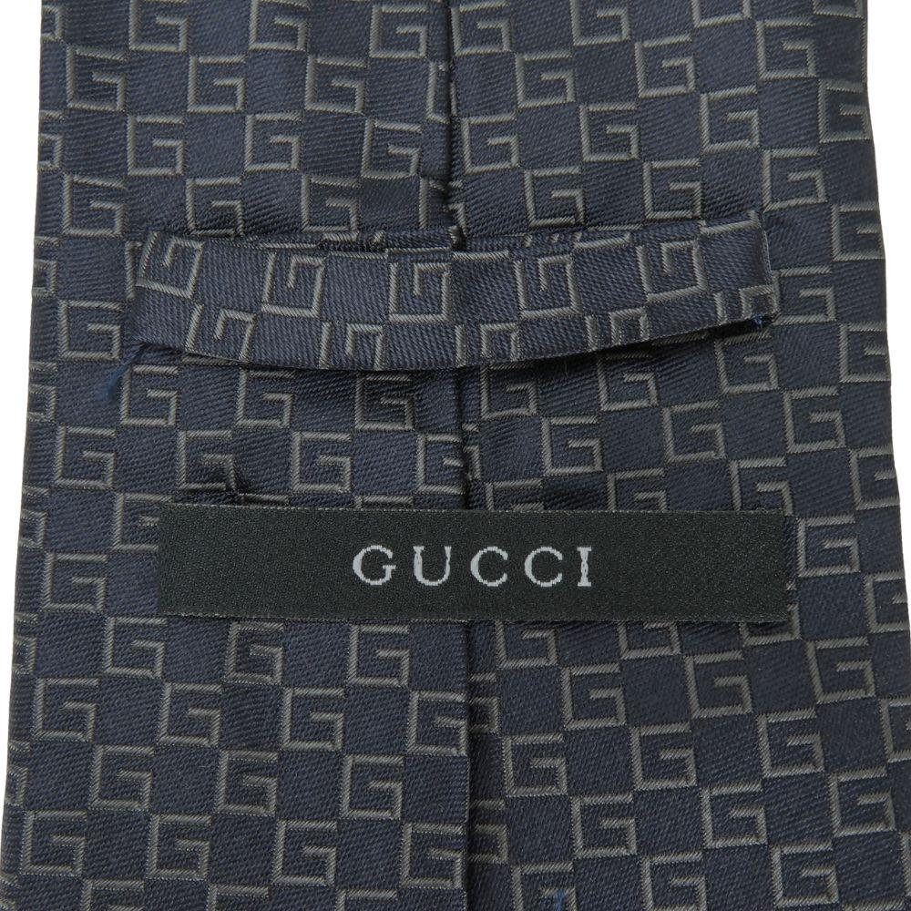 Used GUCCI tie silk Navy Overall handle