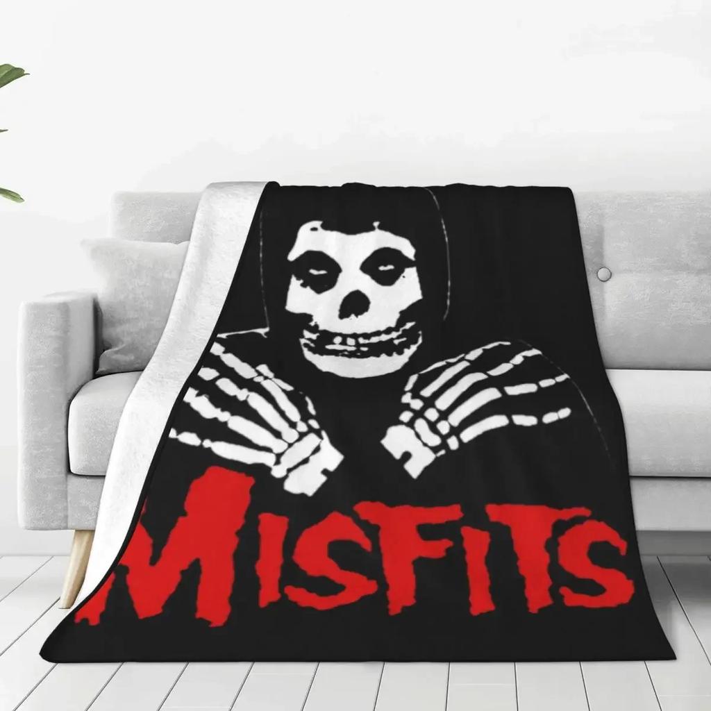 Misfits Horror Punk Rock Band Coperta Corallo Pile Peluche Decorazione Relax Leggera Coperta da Viaggio Biancheria da Letto Plaid