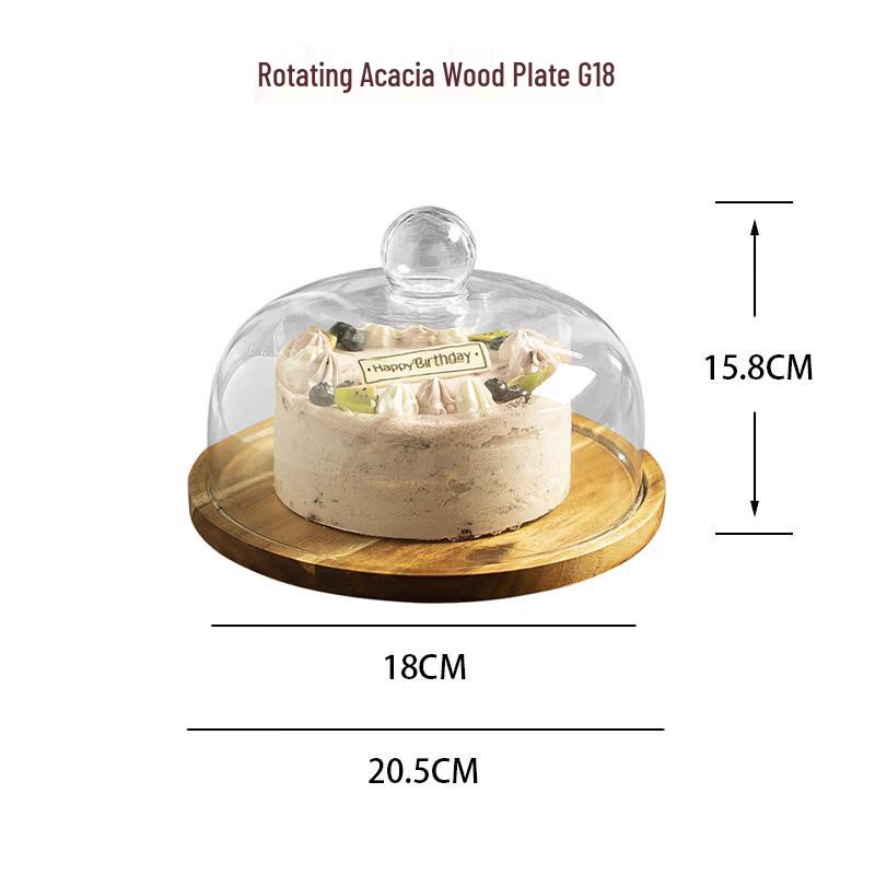 

Multi-Tier Transparent Rotating Wood Display with Glass Cover