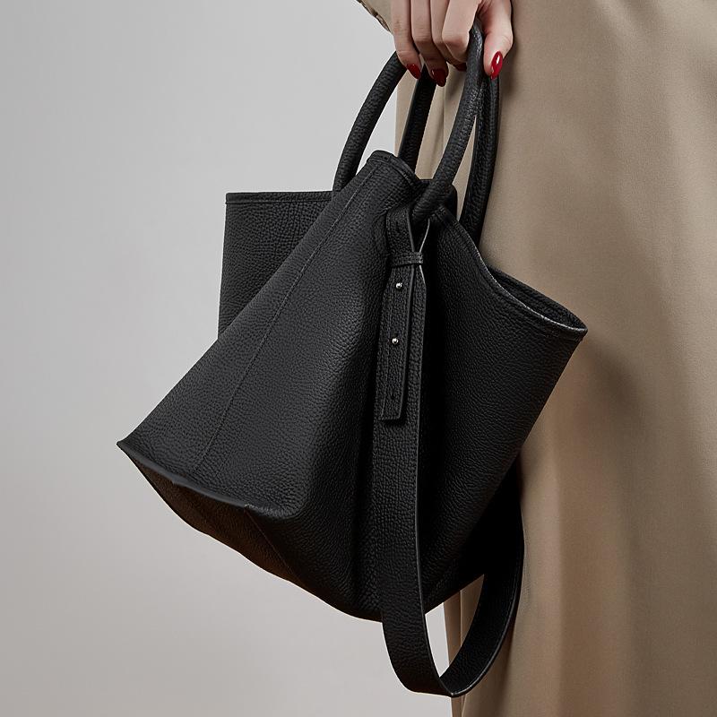 First Layer Cowhide Commuter Tote Bag Large-Capacity Bag Women'S Large Bag High-End Single Shoulder Handbag Oblique