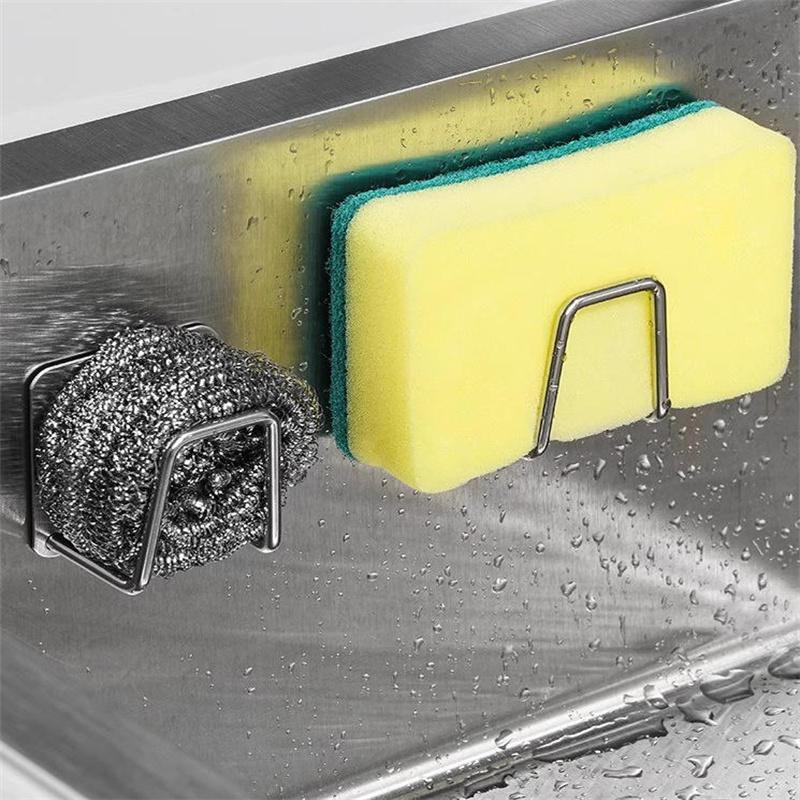 1/2/5/10pcs Stainless Steel Sink Sponge Rack For Sponge Steel Wire Ball Draining Paste The Inner Wall Of The Sink Kitchen