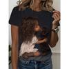 Fashion Women's Crew Neck Short Sleeve 3D Casual Color Printing Casual Short Sleeve Crew Neck T-Shirt