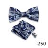 Men's Formal Bow Tie and Pocket Square Set for Banquets and Weddings, with Lapel Flower.