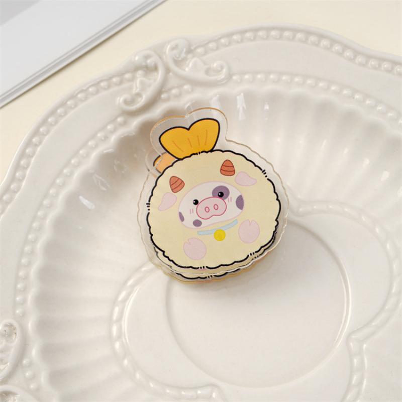 5Pcs Cute Cartoon Acrylic Double-Sided Pp Clip Original Multifunctional Clip Student Storage Clip Exam Paper Clip