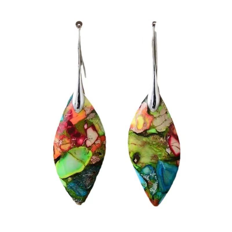 Women Irregular Natural Stone Dangle Earrings Bohemian Style