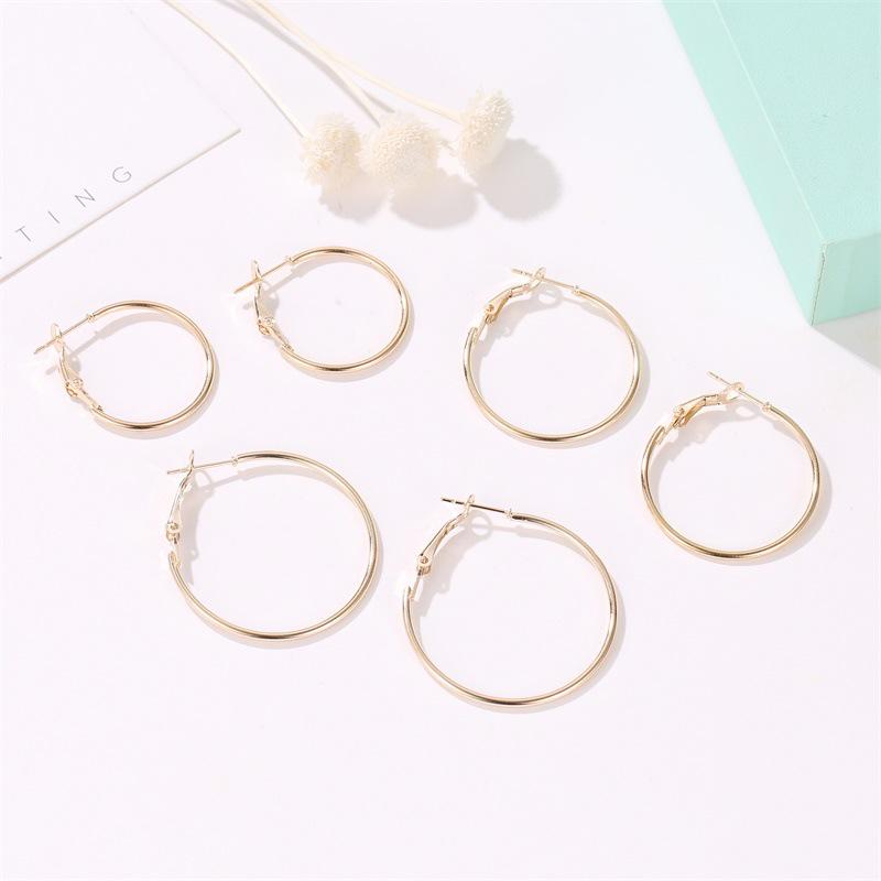 12 Pair Women Large Circle Hoop Earrings Gold Color for Women Round Huggie Creole Earrings Set Vintage Hoops Ear Rings