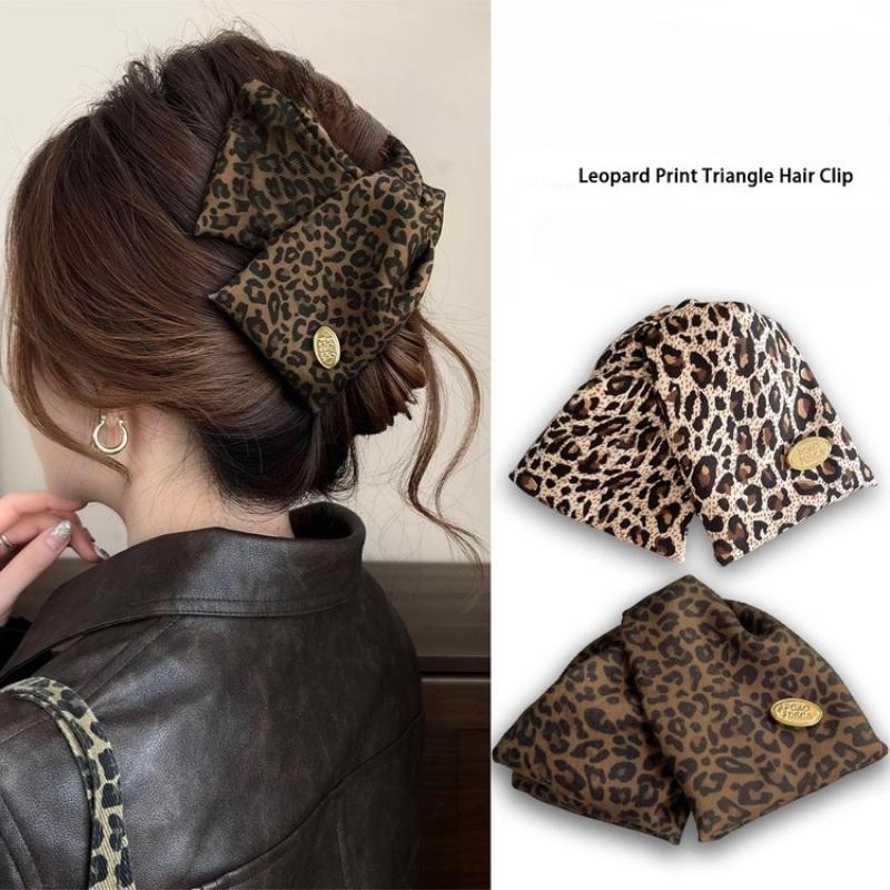 1PC Retro Leopard Print Triangular Grab Clip, Suitable for Women's High-end Hairpins, Fashionable and Personalized Hairpin Headgear