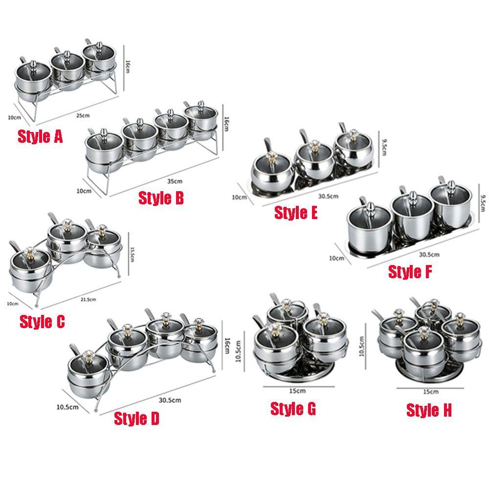 Stainless Steel Condiment Jar Set Light Luxury Spice Organizer  Countertop