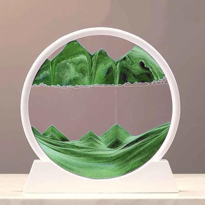 12 inch 3D nisip mișcătoare clepsidra de mare adâncime nisip imagine artă rotundă artizanat din sticlă care curge nisip pictură living decor acasă