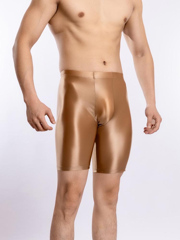Sexy pánské saténové hladké boxerky Gym legíny Cukrová barva Spodní prádlo Šortky Kalhotky Vysoká elasticita Fitness kalhoty Tvarovací prádlo