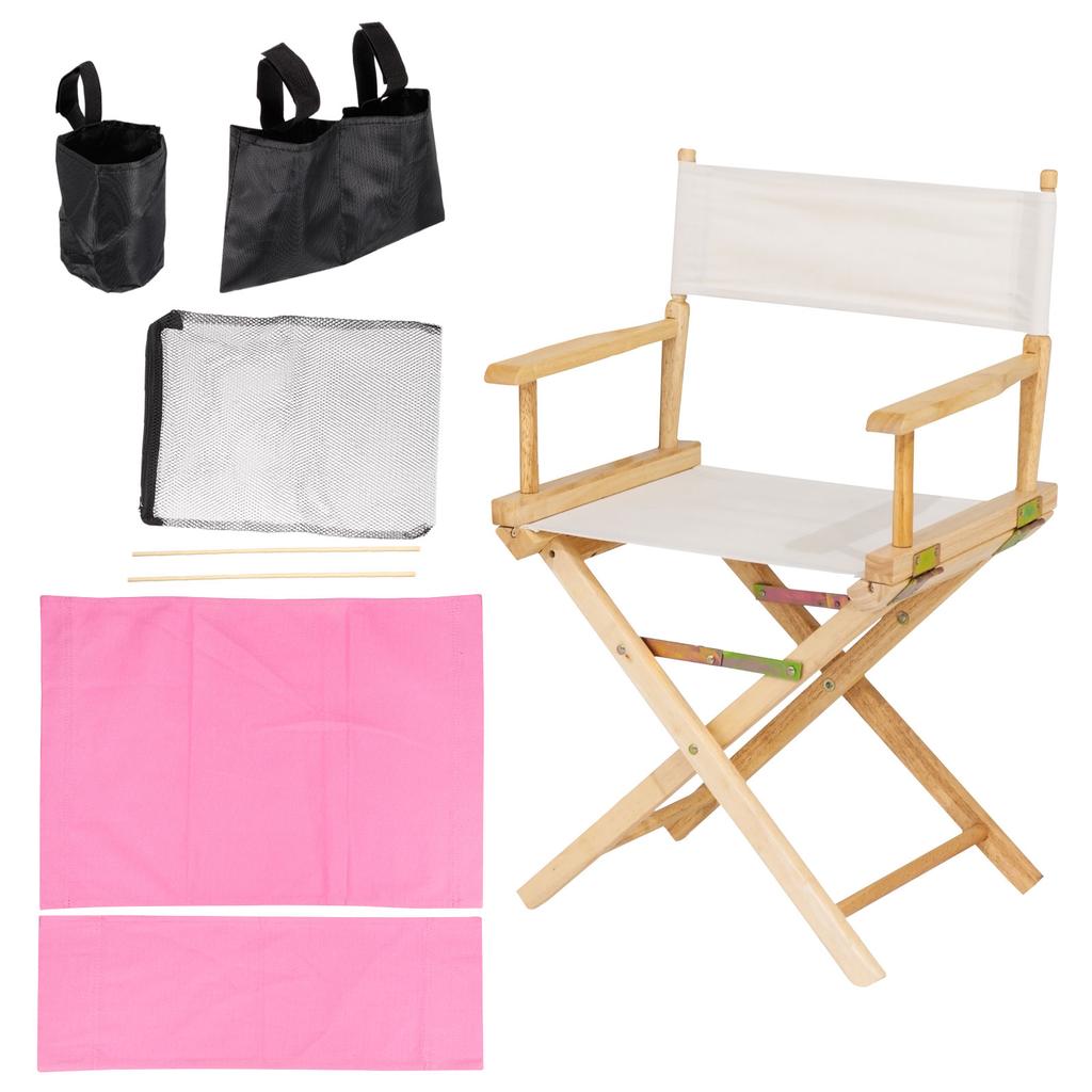 Director Chair Accessories Set, 5in1 Set Makeup Chair Canvas Replacement Kit and Portable Side Storage Bags, Hanging Mesh Bag, P