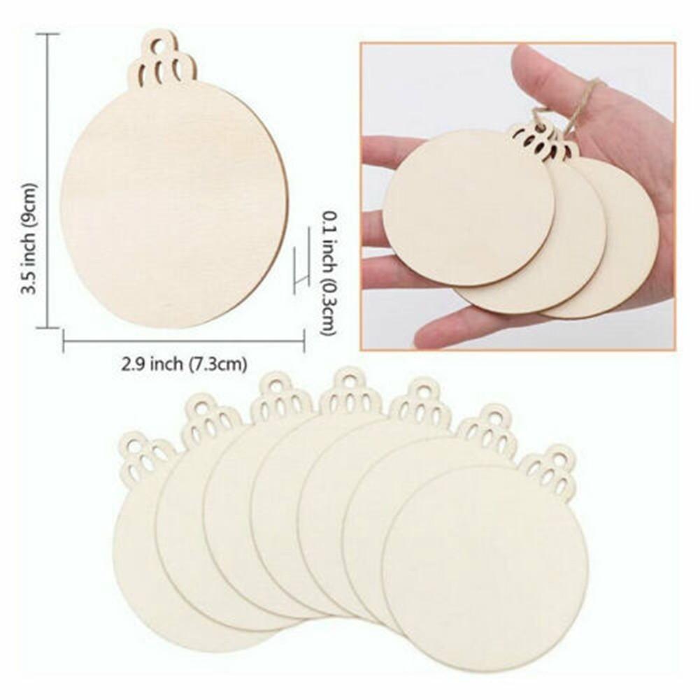 30Pcs Wooden Christmas Craft Shapes DIY Xmas Tree Decoration Hanging Baubles