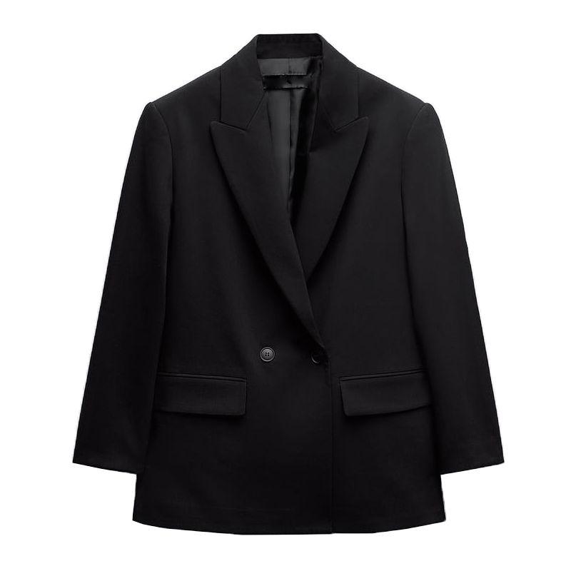 Za New Fall Women's Clothing Work Clothing Casual Polo Collar Long Sleeves Double Breasted Loose Suit Jacket 2753132