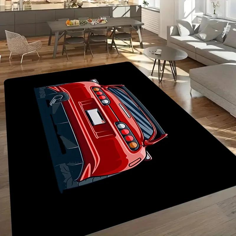 Kreativer Autodesign Teppich Kinderbett Weiche Bodenmatte Schmutzabweisend Rutschfest Krabbelmatte Küchenfußmatte Heimdeko Teppich