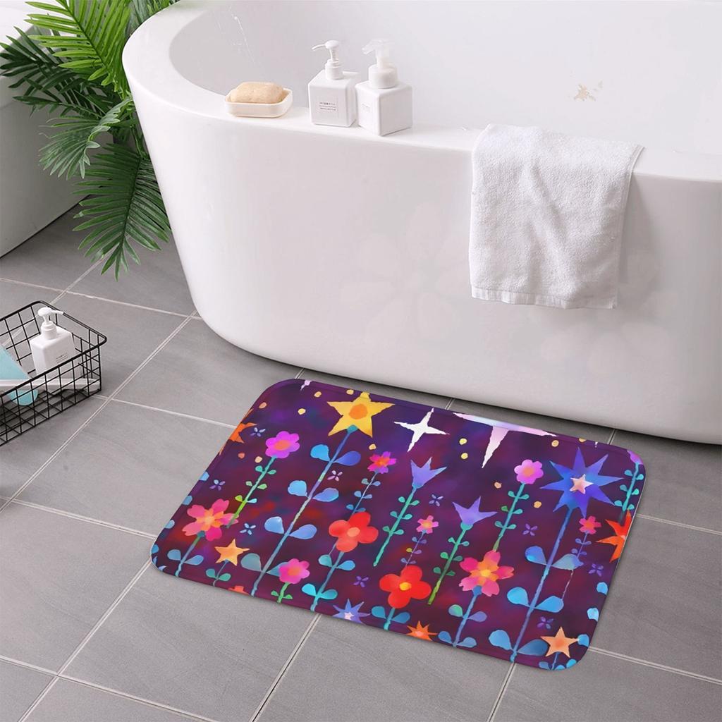 1PC Flowers Pattern Kitchen Rug Non-Slip Door Mat Pop Design Bathroom Rug Bath Mat Carpet for Home Sink Laundry Decoreeree
