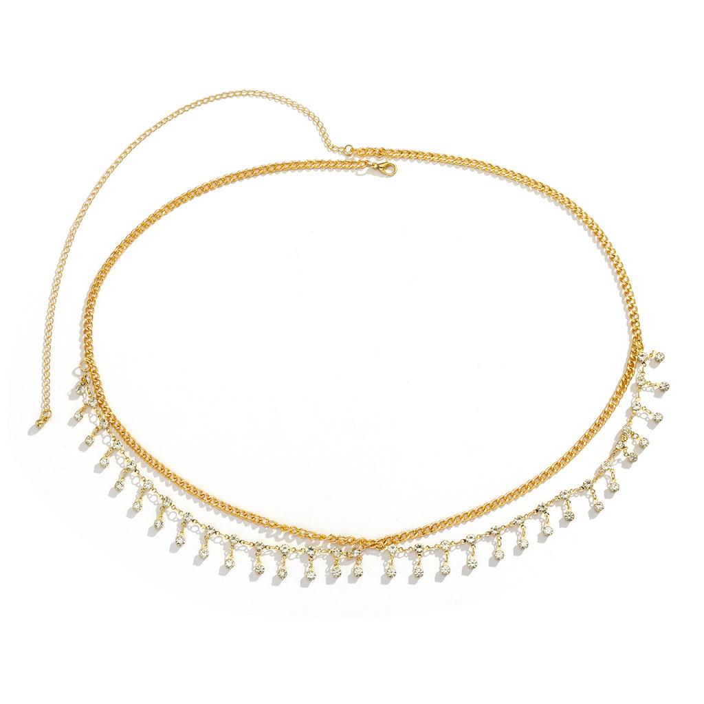 Ingemark Sexy Rhinestone Star Tassel Pendant Waist Belly Belt Chain for Women Summer Bikini Rave Body Zircon Y2K Accessories