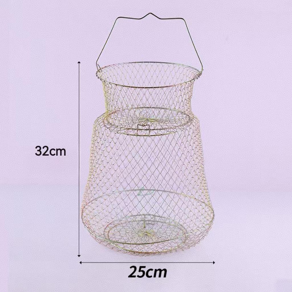 Collapsible Steel Wire Fish Trap & Basket Net for Fishing and Crabbing