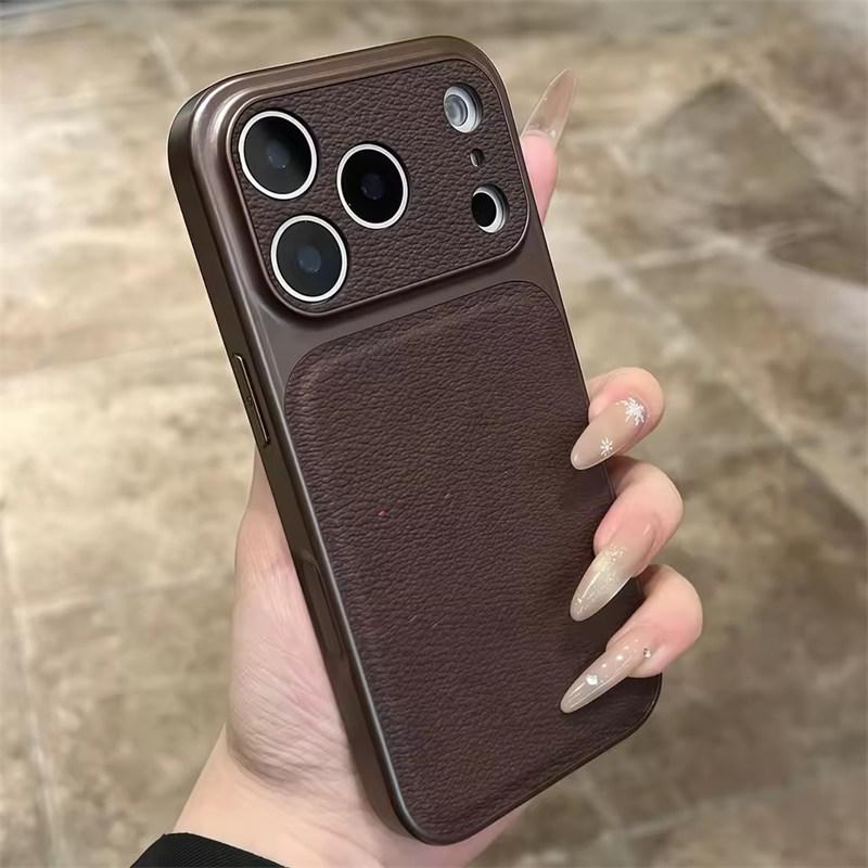 Custodia per Telefono in Silicone Morbido di Lusso con Texture a Buccia di Litchi per iPhone17 Air 13 14 15 16 Pro Max Cover Posteriore con Paraurti