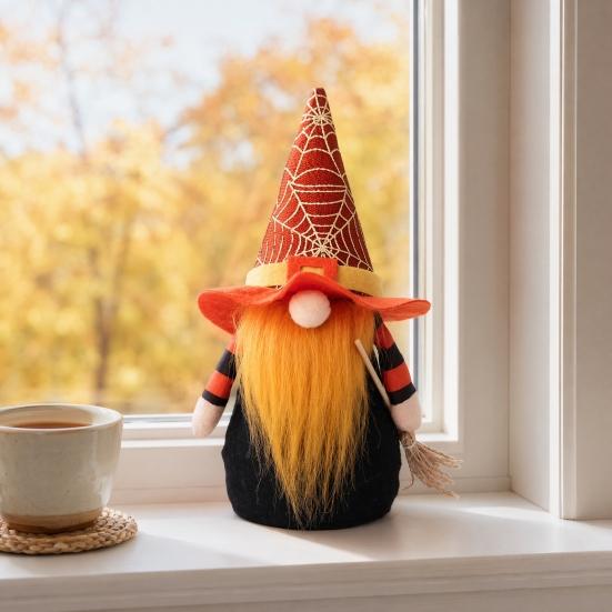 Stuffed Halloween Gnomes Faceless Doll Ornaments, Gnome Decorations, Cute Cloth Soft Felt Plush for Home Decor Party Atmosphere Table Display Pair of