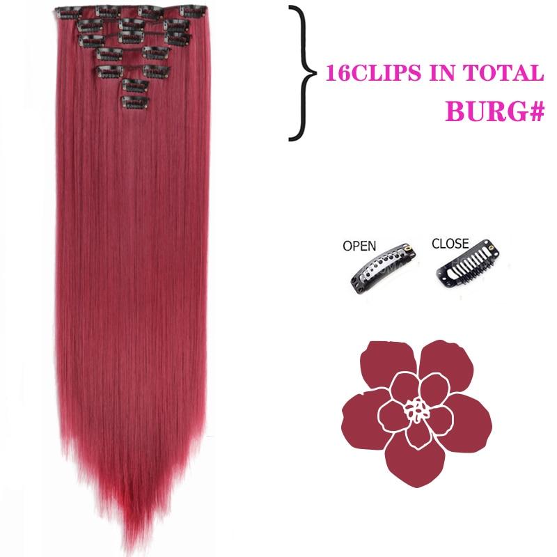 MISSQUEEN Long Straight Clip In Hair Extensions Synthetic Hair Synthetic Clips In Hair Extensions Heat Resistant 7Pcs/set 16Clips