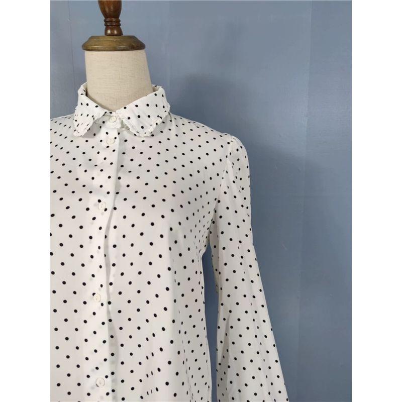 Export In Summer New Arrival French Style Temperament High Quality Smooth Satin Comfortable Long Sleeves Print Work Clothing All-Matching Shirt