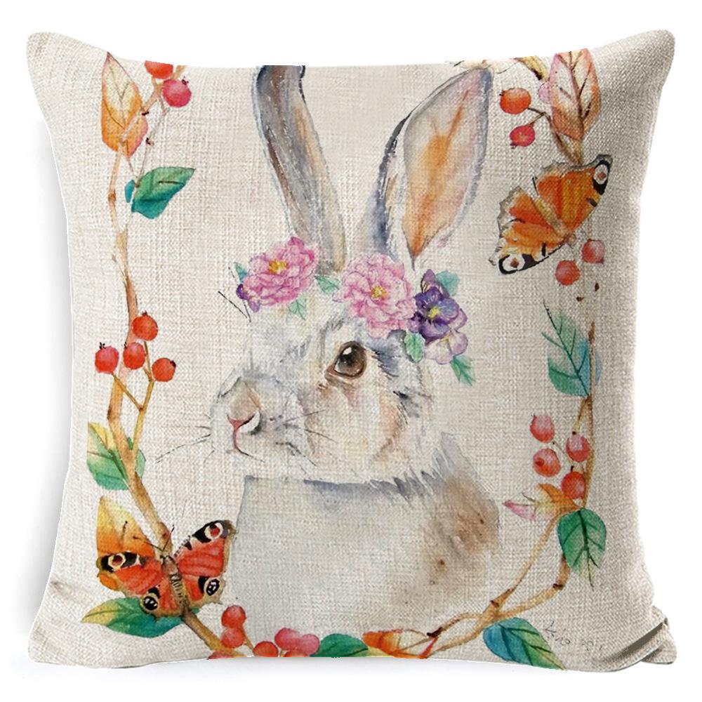 New Digital Printing Easter Theme Pillow Cover Cushion Cover Cute Bunny Truck Animal Pillow Cover