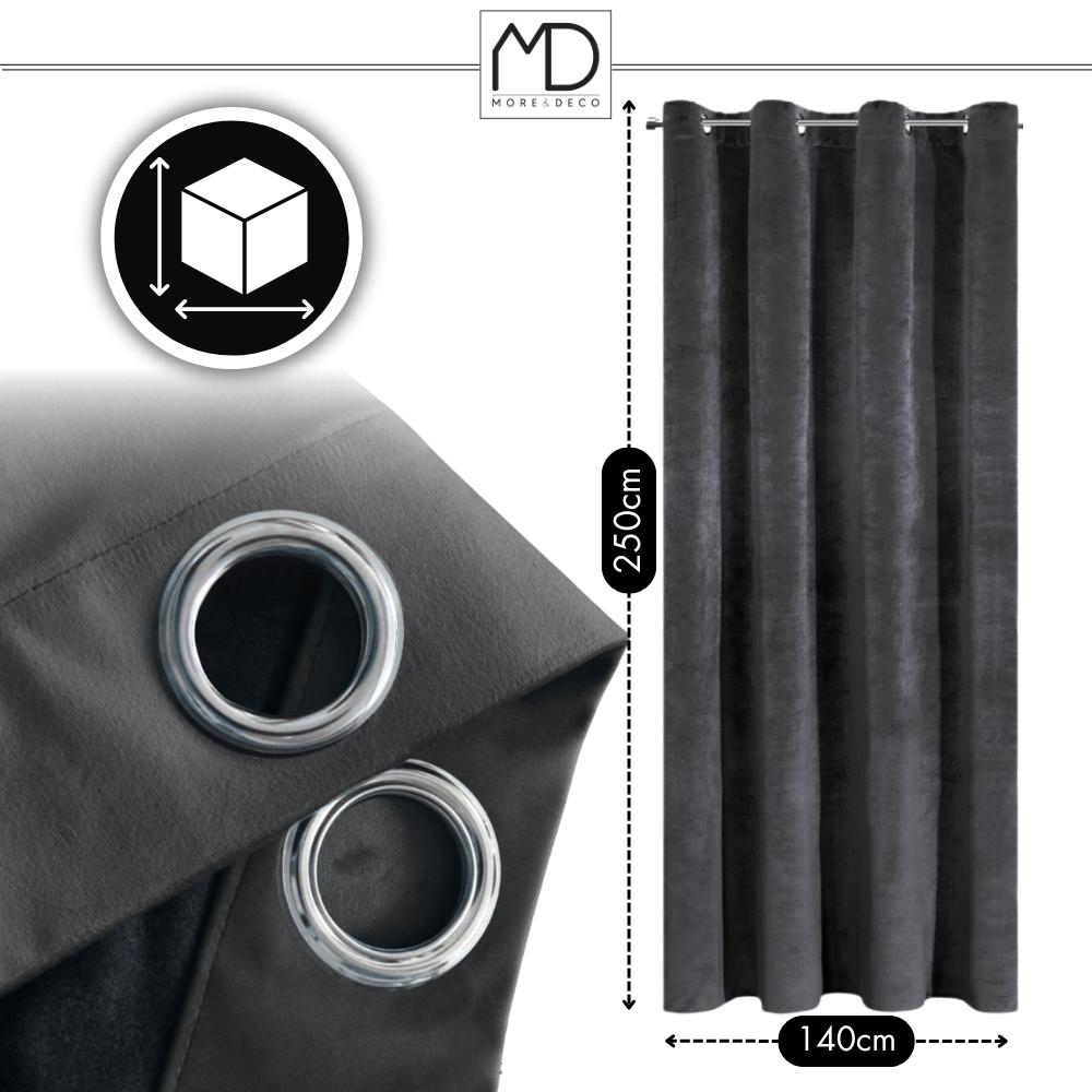 Thick Gray Velvet Curtain With Eyelets And Rings, Ready-Made, Blackout Velvet