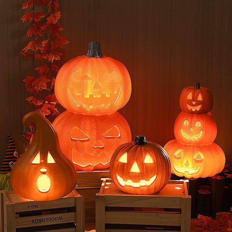 Halloween Light-Up Hollow Pumpkin Lantern for Outdoor Decor