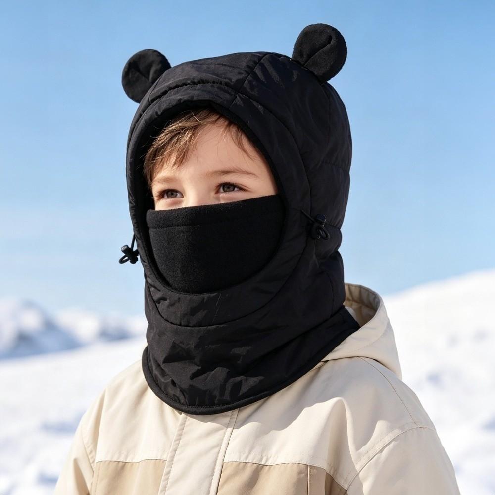 Fleece Lined One-piece Hat Scarf Windproof Children's Hats Cute Winter Hood Hat