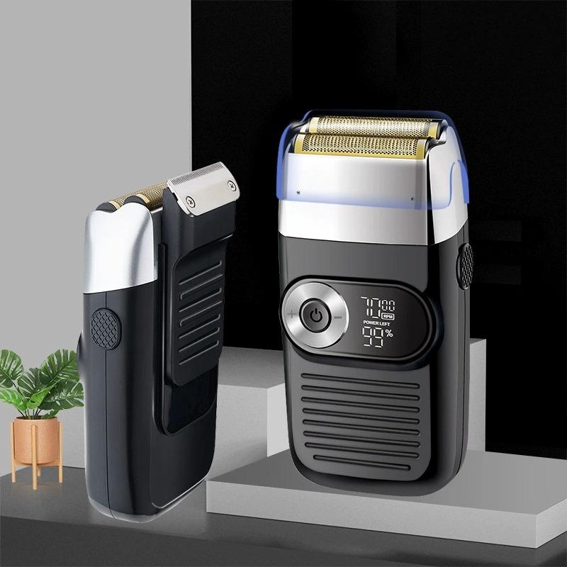 Afeitadora eléctrica para hombre, cortapelos portátil recargable con pantalla LCD para barba y cabeza