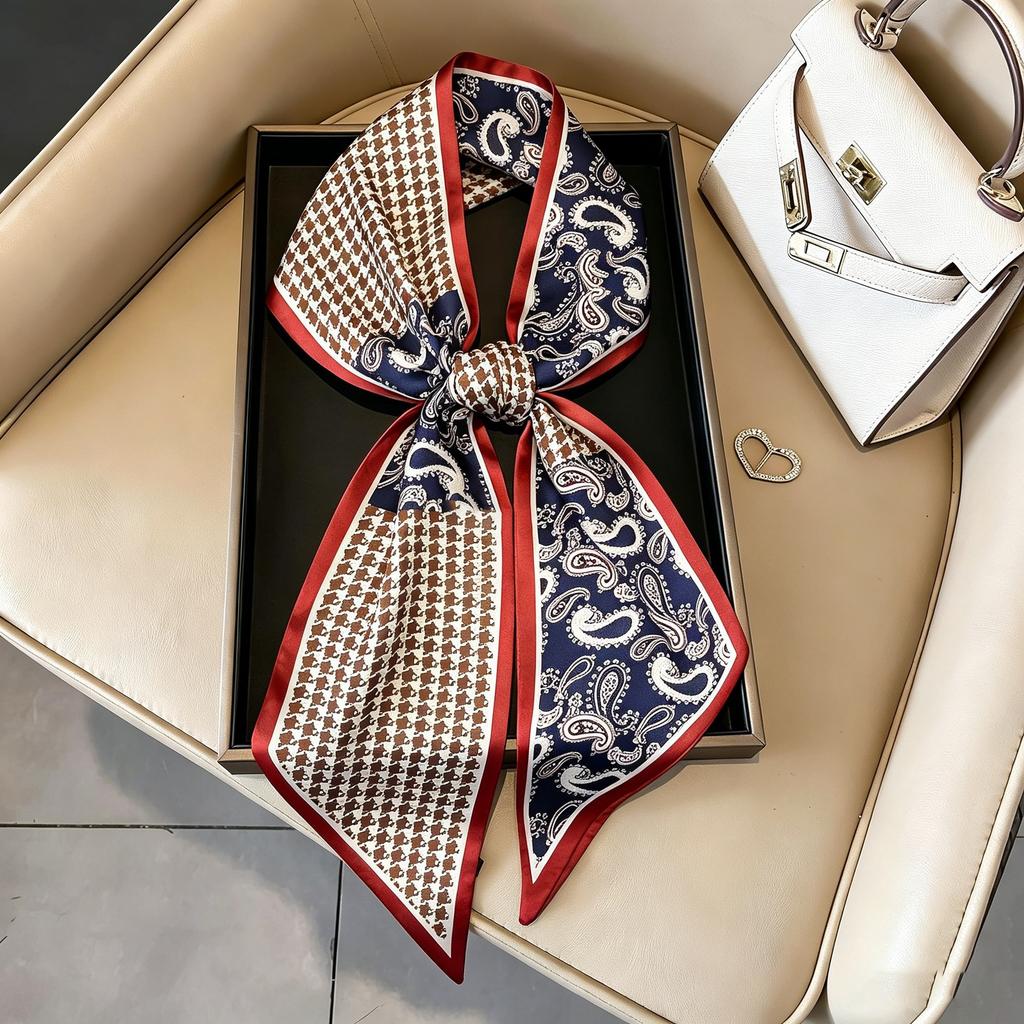 Art French Polka Dot Long Silk Scarf Femininity Versatile High Sense Spring and Autumn New with Shirt Scarf Belt