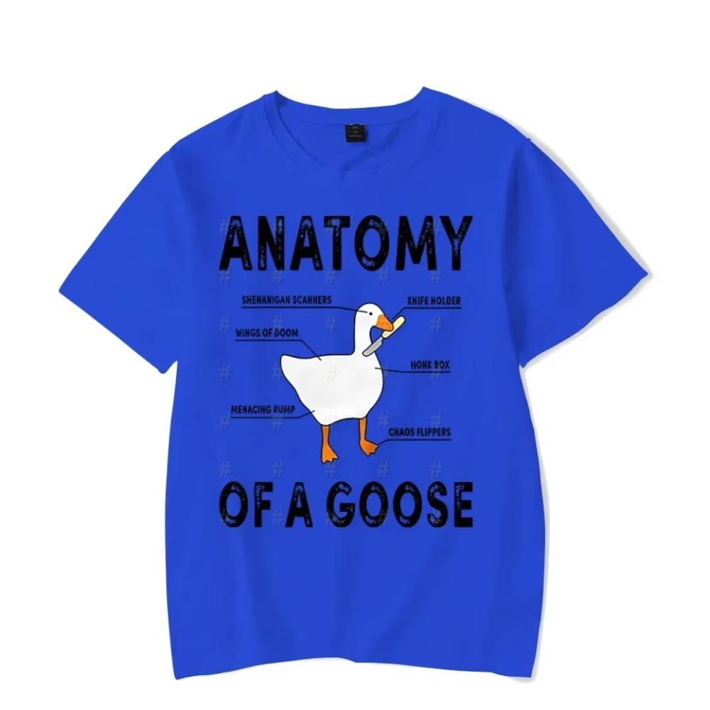 T Shirt for Men Antomy of Goose Print Men Tee Tops Clothes Duck Cartoon Oversized T Shirt Clothing Short Sleeve Tee Shirts Homme