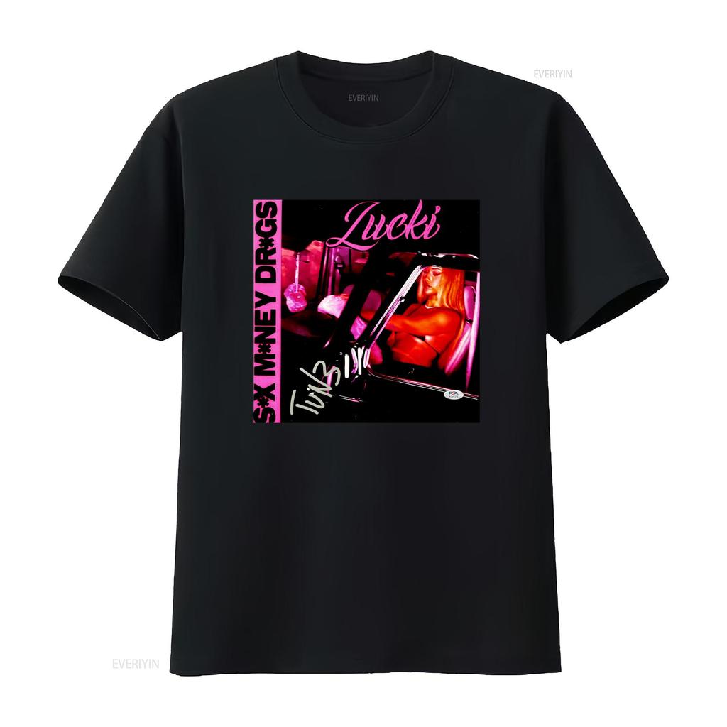 NEW Lucki SMD T Shirt Rapper Black All Size HH vintage Washed graphic Unisex designer clothes Casual Breathable