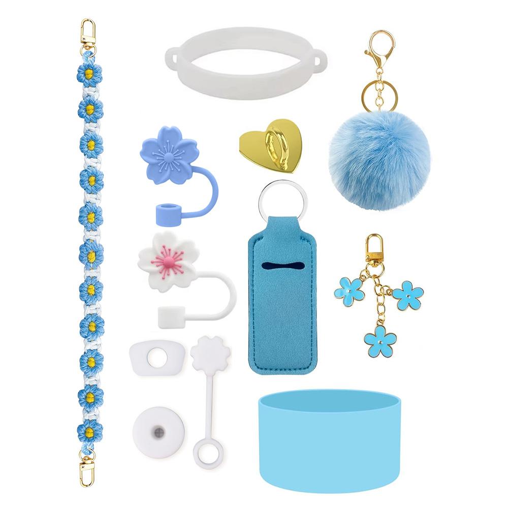 

12 шт. Аксессуары для бутылки для воды Stanley Cup: ручка, ремешок, тамблер 30/40 унций, топперы для соломинки, силиконовый чехол для стакана, брелок-шармы