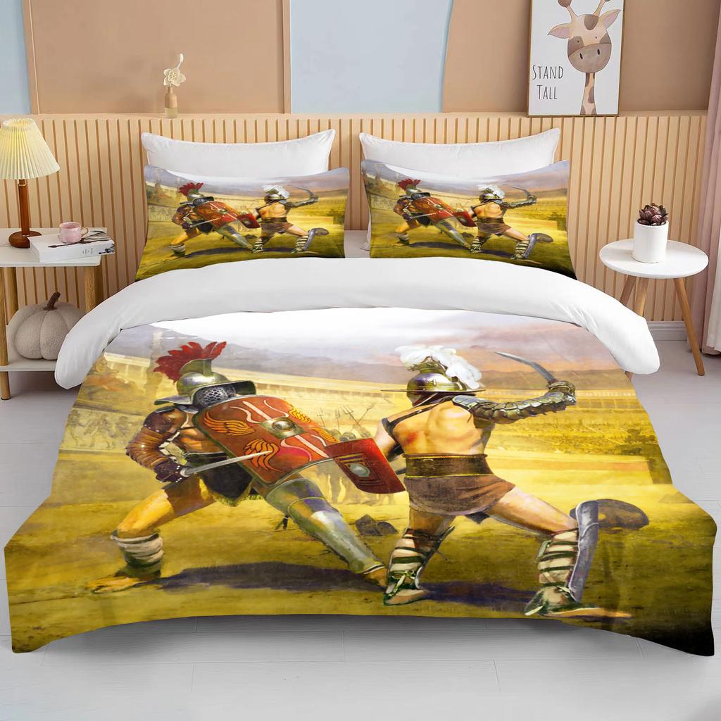 10 Sizes Cartoon Roman Gladiator Bedding Set Colorful Home Textile Duvet Covers Pillowcases Bedclothes Kids Gift Bedding Set