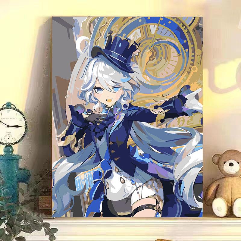 "Digital DIY Oil Painting: Two-Dimensional Anime Water God Fu Nina Decorative Artwork"