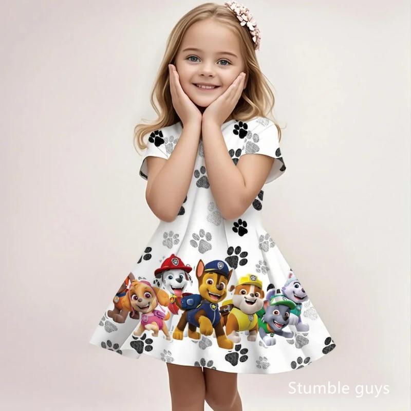 Kids Fashion Paw Patrol Sundress Summer Casual Beach Dress Cute Cartoon Print 110