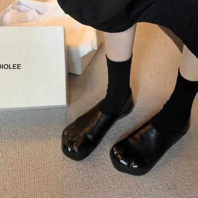 Cowhide Version of Grape Mother, the Same Niche Design Sense, One Pedal, Genuine Leather Flat Bottom Can Be Stepped On, Cat Claw Loafer Single Shoe